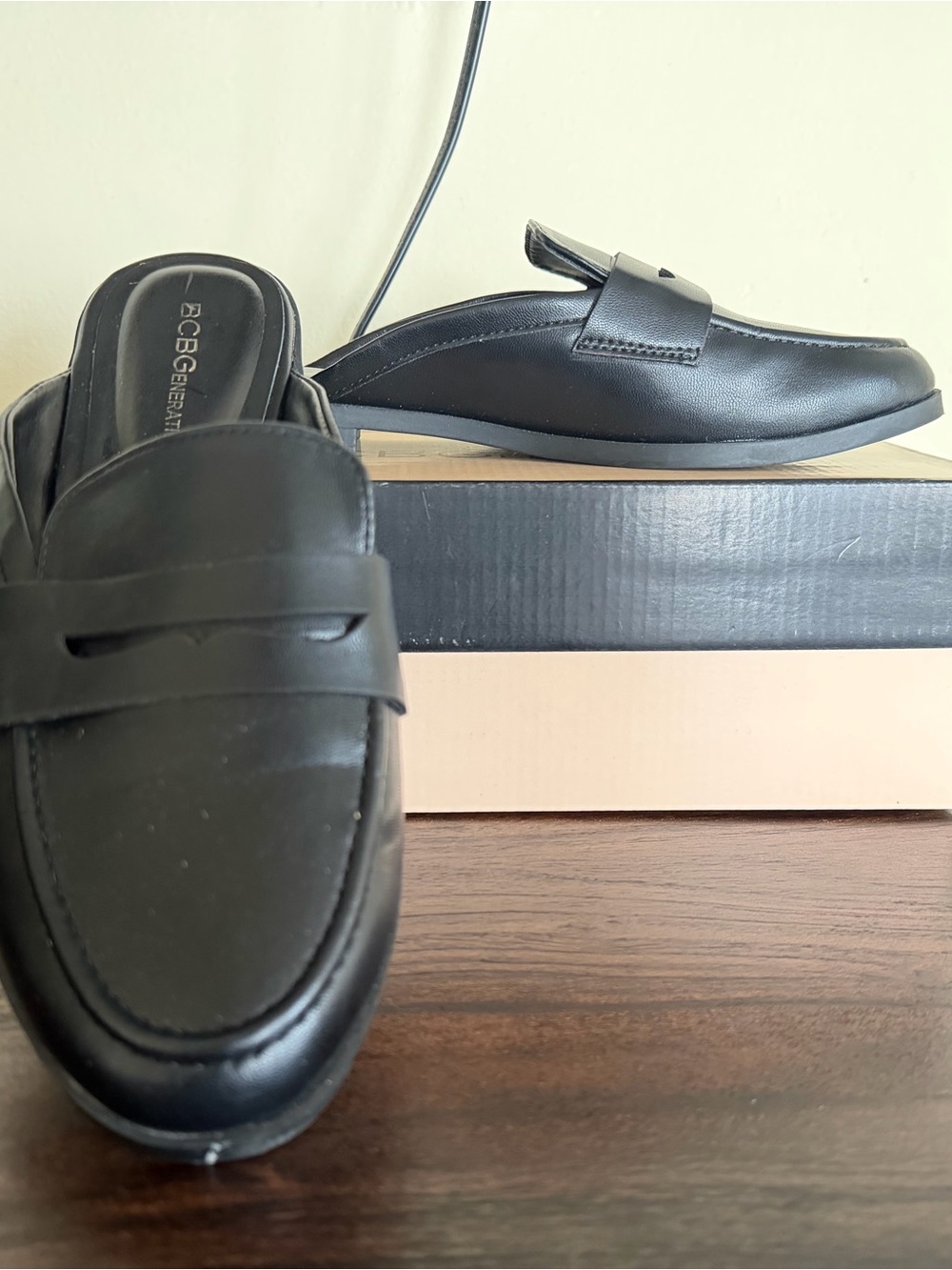 BCBGeneration Black Slip-On Penny Loafers